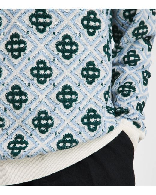 Casablanca Blue Wool Monogram Sweater for men