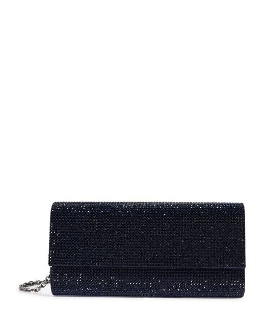 Judith Leiber Blue Satin Crystal-Embellished Perry Clutch Bag