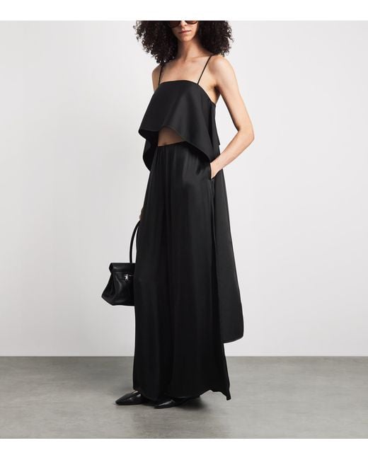Camilla & Marc Black Satin Wide-Leg Mirage Trousers