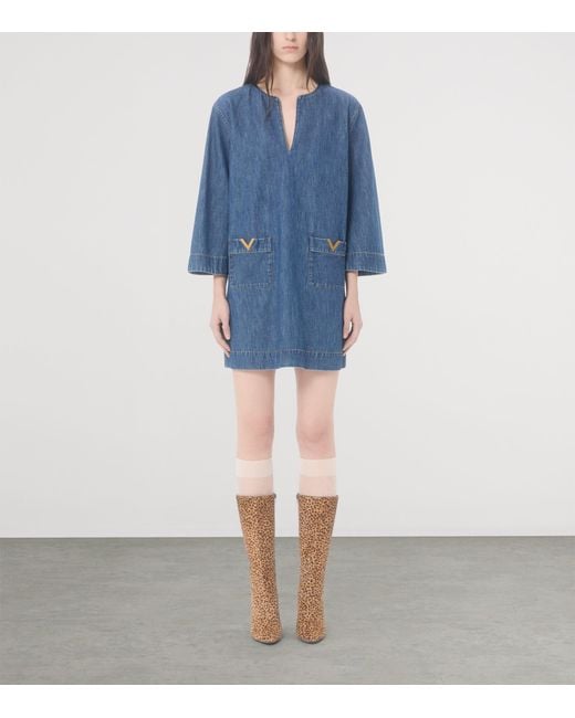 Valentino Blue Denim Shift Mini Dress