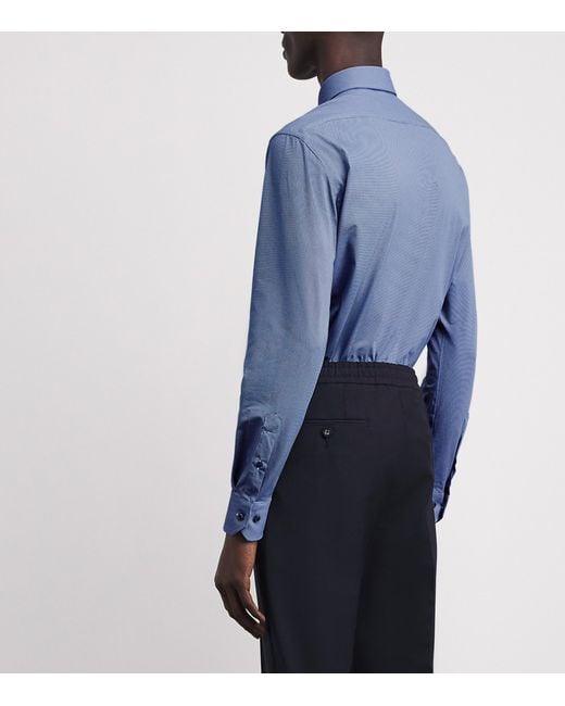 Pal Zileri Blue Jacquard Micro-Pattern Shirt for men