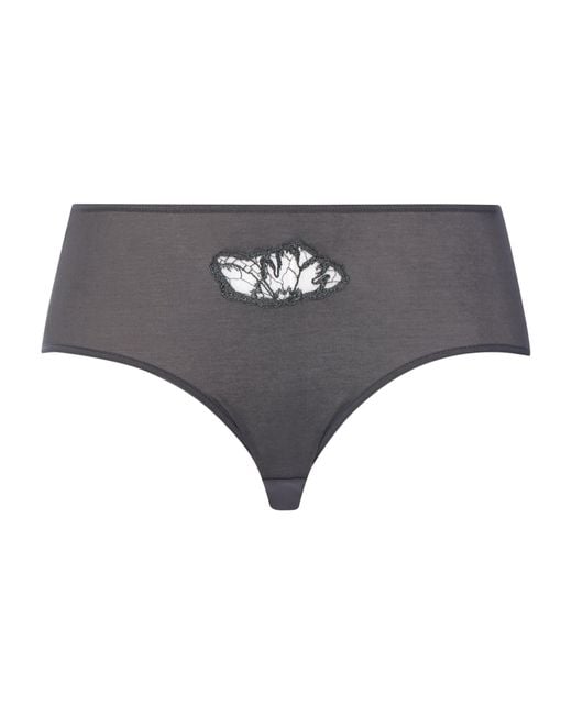 Hanro Gray Cotton Belen Midi Briefs