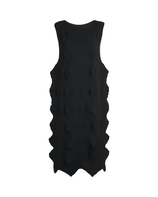 Issey Miyake Black Knitted Linkage Midi Dress