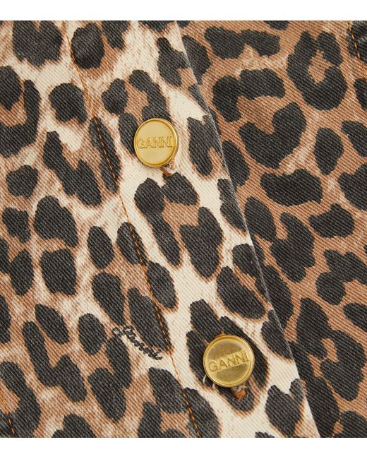 Ganni Multicolor Leopard Print Corset Top