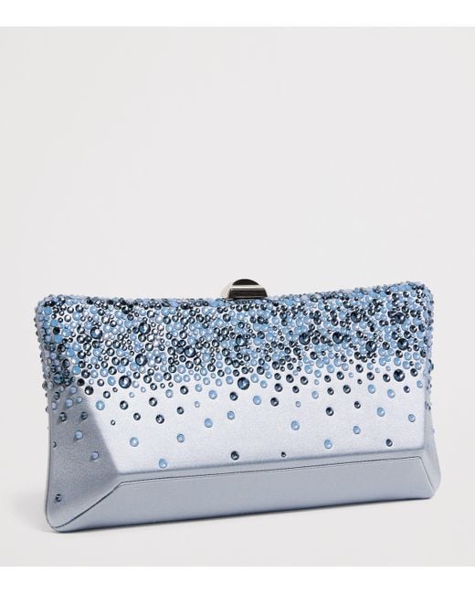 Rodo Blue Satin Embellished Lally Clutch Bag