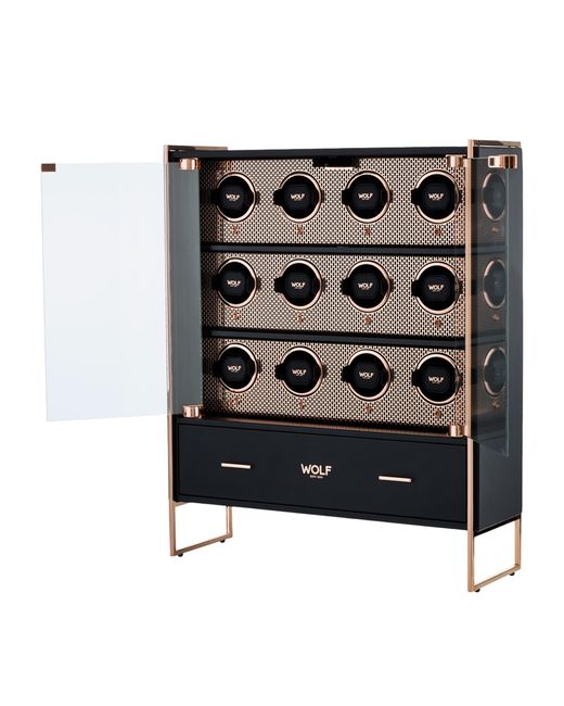 Wolf Black Axis 12-Piece Watch Winder Cabinet