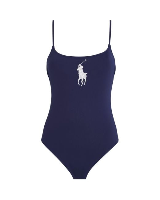 Polo Ralph Lauren Blue Large Polo Pony Logo Kennedy Swimsuit
