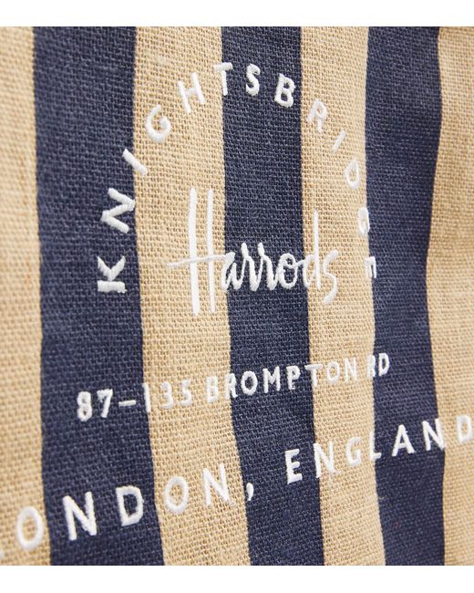 Harrods Blue Large Canvas Stripe Knightsbridge Shopper Bag