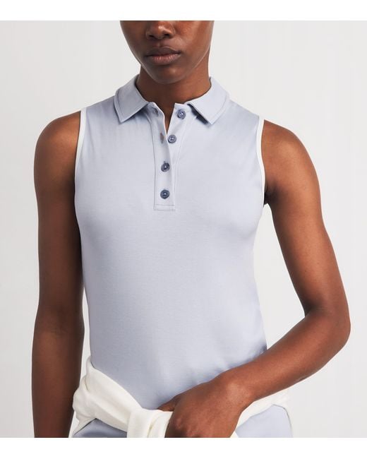 Eleventy White Cotton Sleeveless Polo Shirt