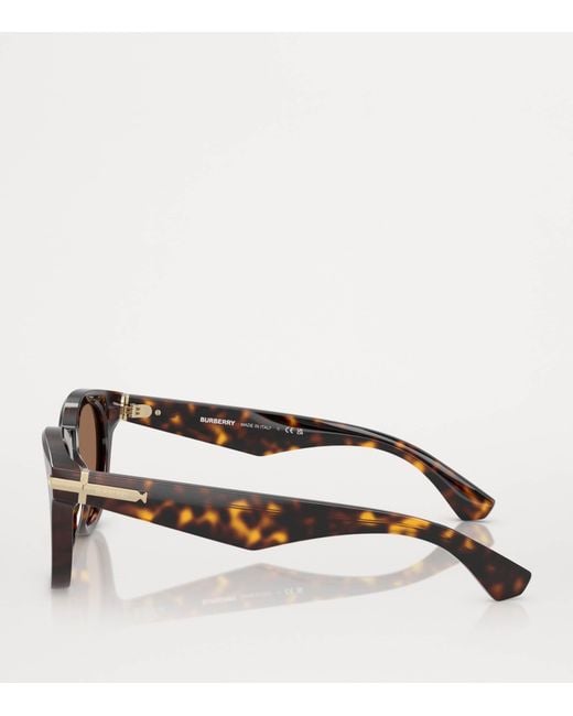 Burberry Brown Acetate Round Sunglasses for men