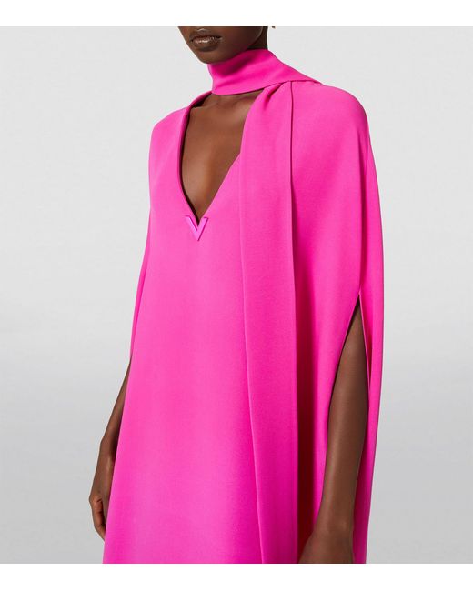 Valentino Garavani Pink Silk Scarf-detail Maxi Dress