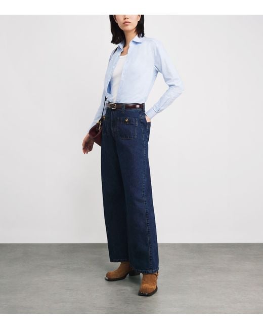 Sandro Blue Wide-Leg Jeans