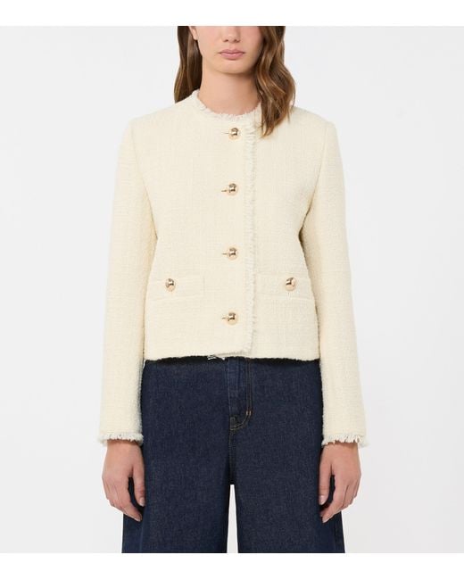 Weekend by Maxmara Natural Wool-Blend Round-Neck Jacket