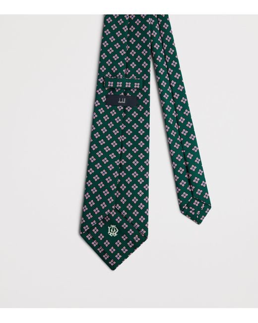 Dunhill Green Mulberry Silk Printed Tie for men