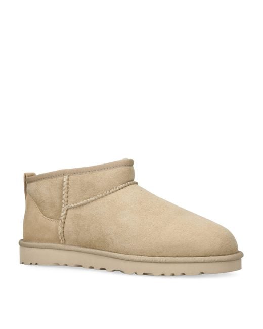 Ugg Natural Classic Ultra Mini Logo-Patch Suede And Shearling Ankle Boots for men