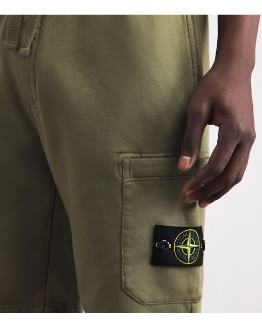 Stone Island Green Organic Cotton Sweat Shorts for men