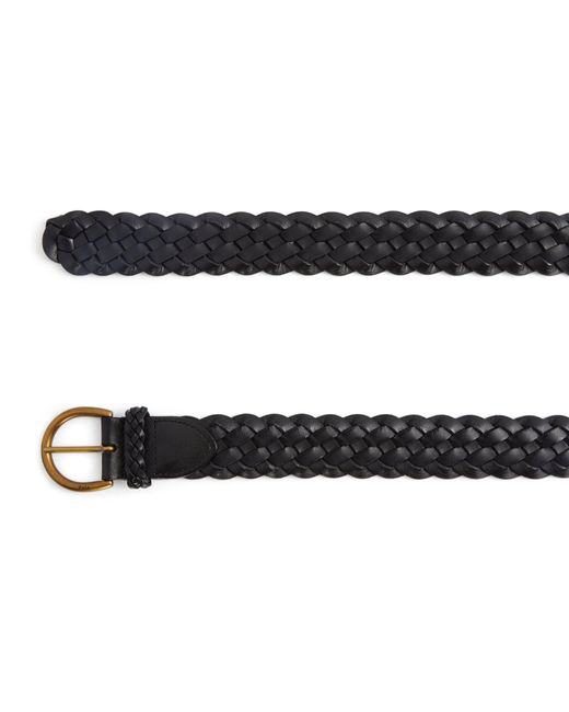 Polo Ralph Lauren Black Leather Braided Belt