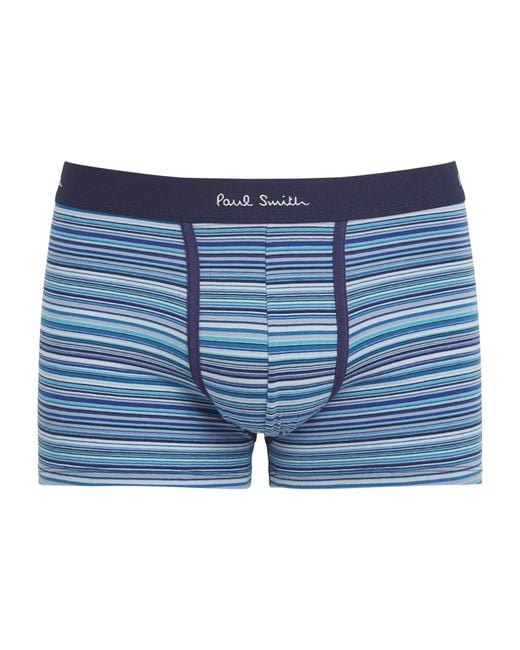 Paul Smith Blue Stretch-Organic Cotton Signature Stripe Trunks for men