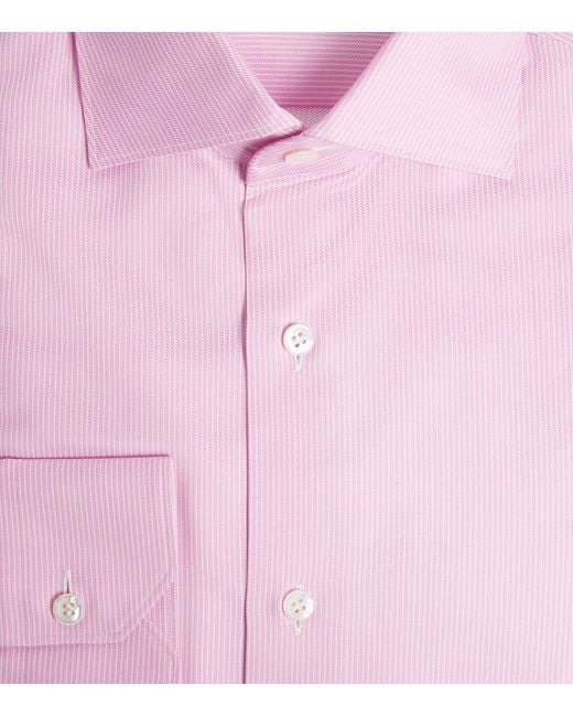 Brioni Pink Cotton Stripe Shirt for men