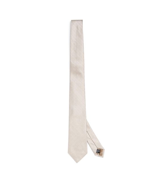 Emporio Armani White Silk Woven Tie for men
