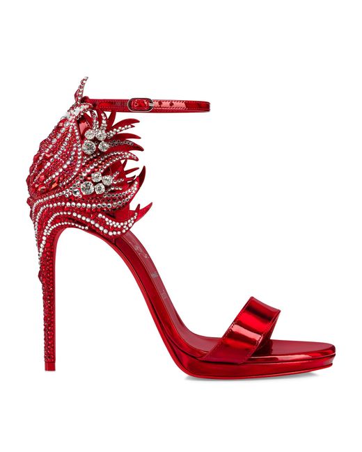 Christian Louboutin Red Loubi Vega Embellished Metallic Sandals 120