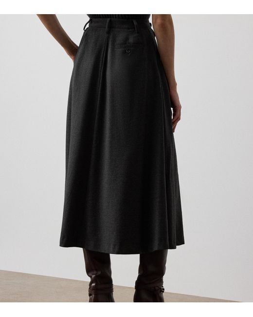 Ralph Lauren Black Wool Evilyn Midi Skirt