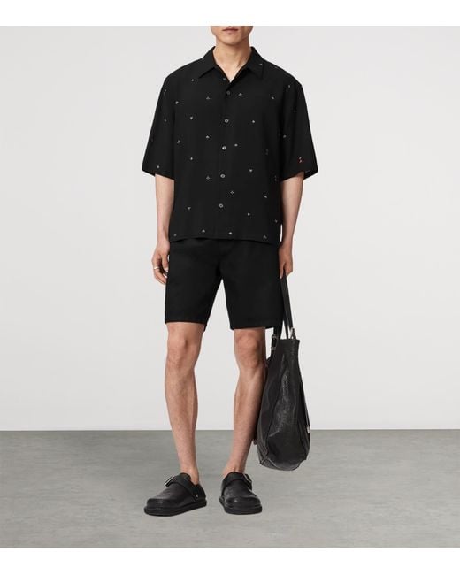 AllSaints Black Short-Sleeve Cardsuit Shirt for men