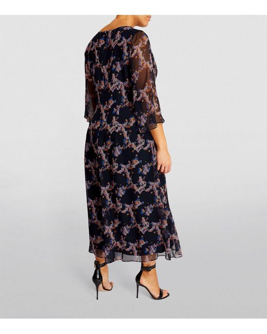 Marina Rinaldi Black Silk Chiffon Midi Dress