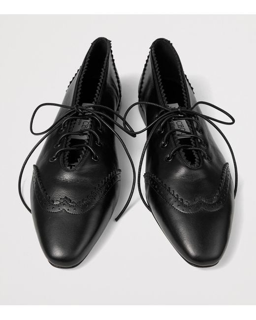 Jimmy Choo Black Margot Leather Lace-Up Flats