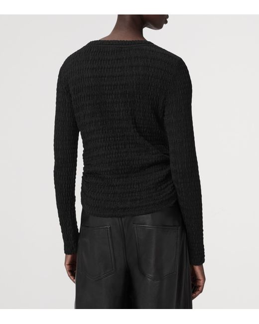 AllSaints Black Cotton-Blend West Long-Sleeve Top