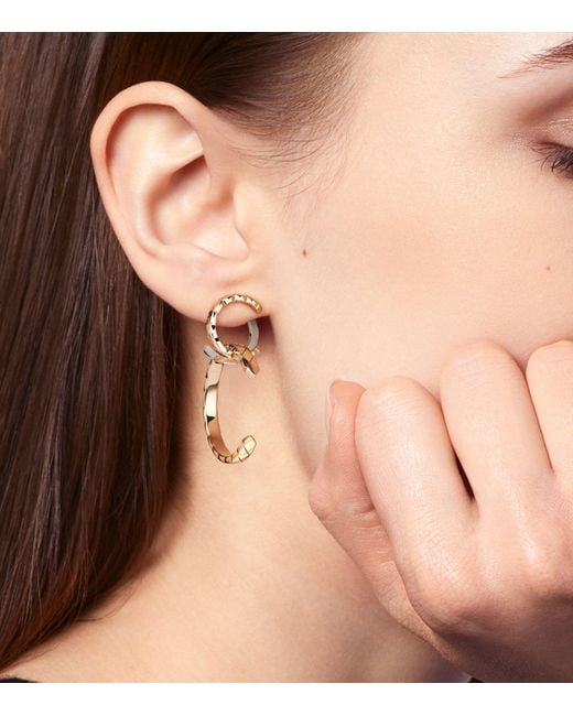 Chanel Metallic Mixed Gold Coco Crush Hoop Earrings