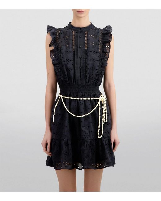 The Kooples Black Broderie Anglaise Mini Dress