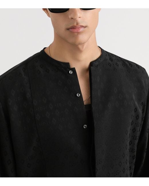 Dolce & Gabbana Black Silk Martini Logo Shirt for men