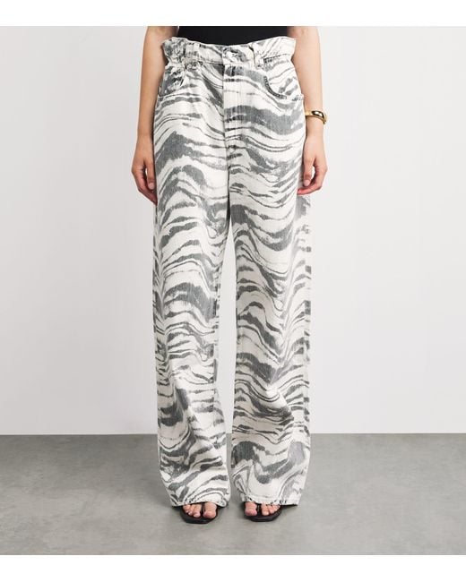 Agolde White Printed Lyonne Wide-Leg Jeans