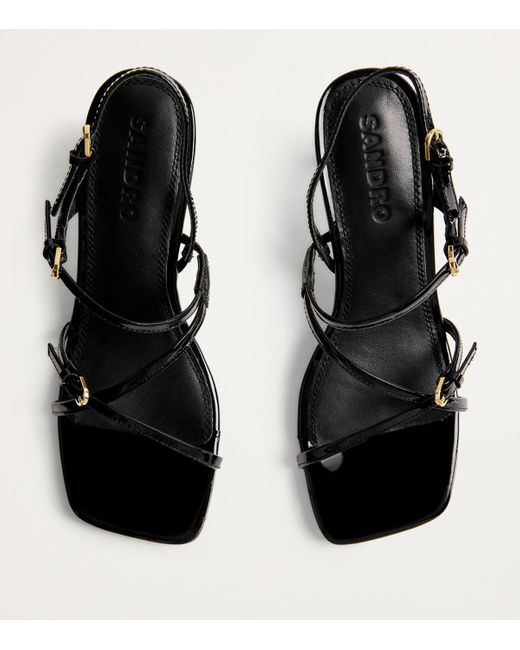 Sandro Black Leather Heeled Sandals