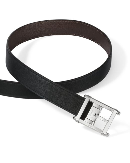 Cartier Black Leather Reversible Tank Chinoise Belt for men