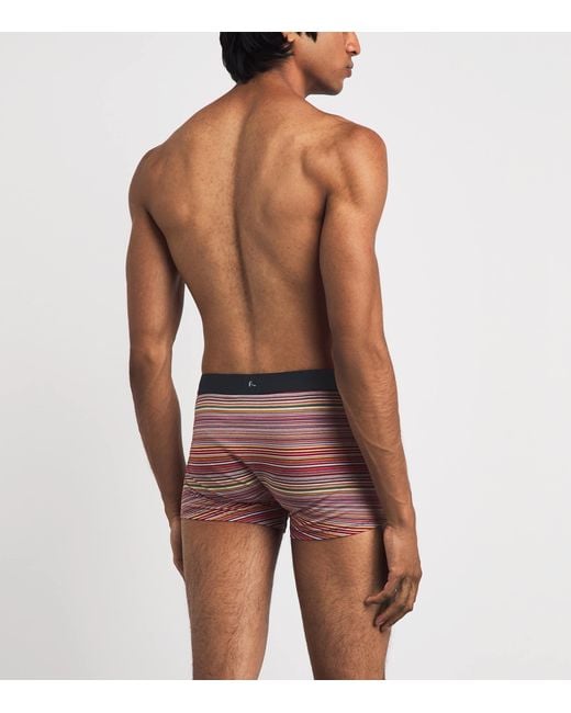 Paul Smith Blue Stretch-Organic Cotton Signature Stripe Trunks for men
