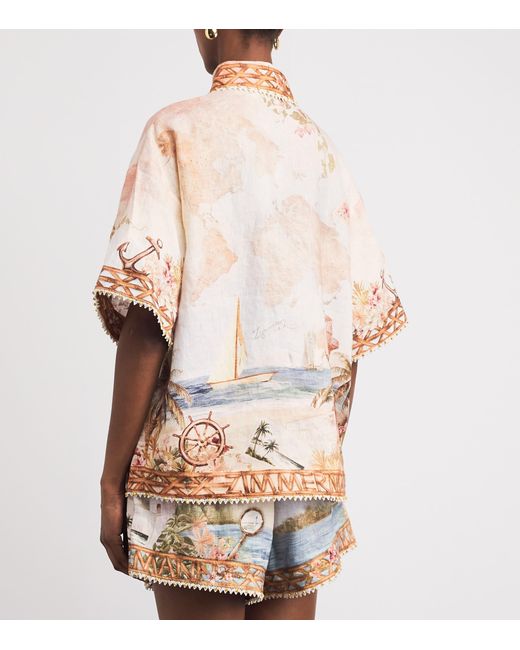 Zimmermann Natural Linen Printed Mahon Shirt