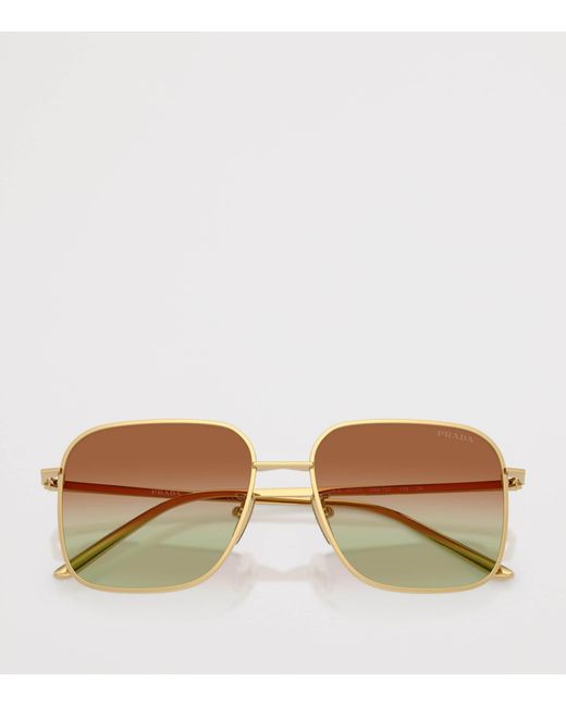 Prada Brown Metal Pr C54Sd Square Sunglasses