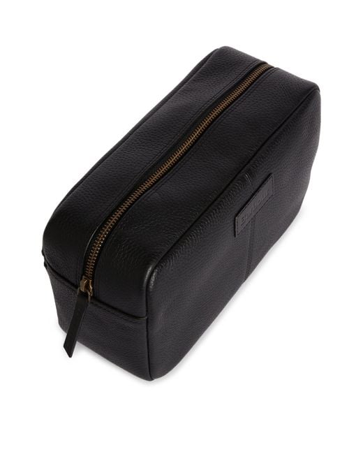Barbour Black Leather Highgate Wash Bag for men