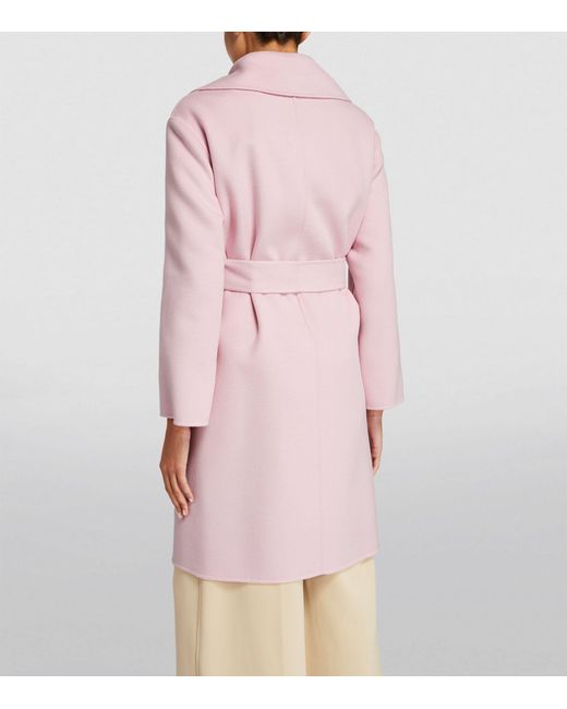 Max Mara Pink Wool-blend Belted Coat