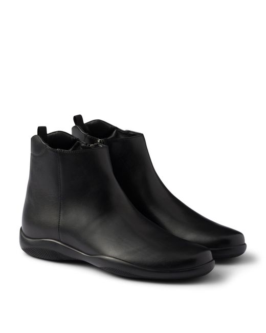Prada Black Calfskin Toblach Ankle Boots for men