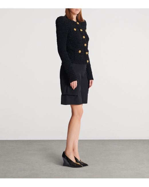 Balmain Blue Tweed Button-Up Jacket
