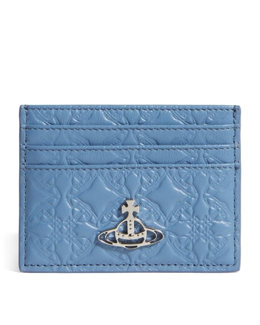 Vivienne Westwood Blue Nappa Leather Embossed Card Holder for men