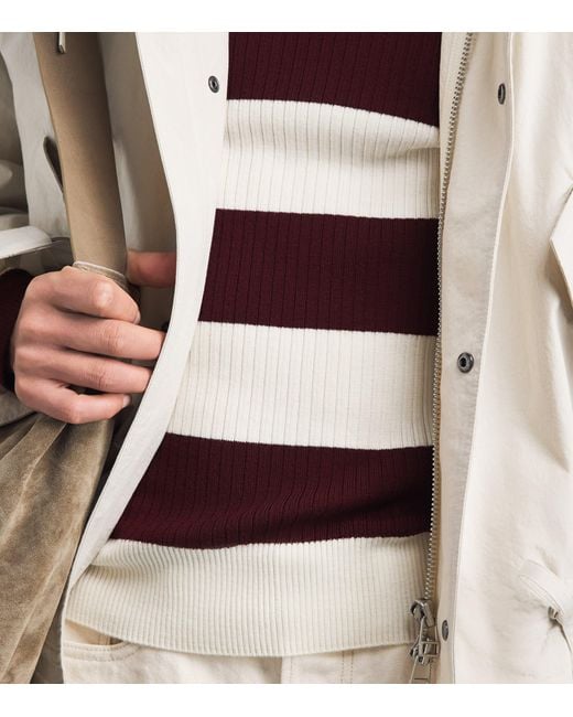 Moncler Red Virgin Wool Stripe Sweater for men