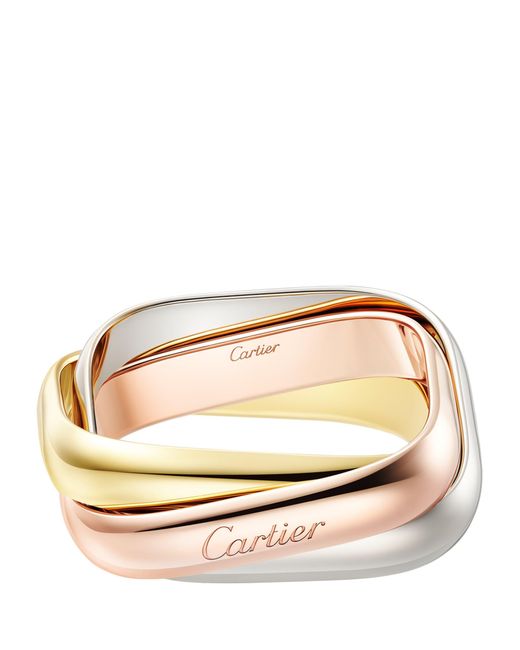 Cartier Metallic Medium Yellow, White And Rose Gold Trinity Ring