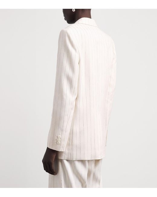 Sandro White Sequinned Stripe Blazer