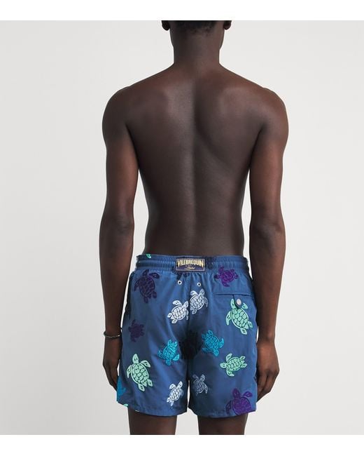 Vilebrequin Blue Embroidered Turtle Swim Shorts for men