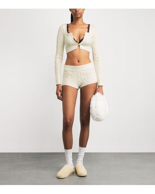Skims White Cable-Knit Shorts