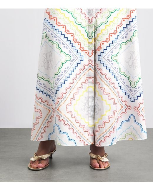Mary Katrantzou White Cotton-Blend Como Maxi Dress